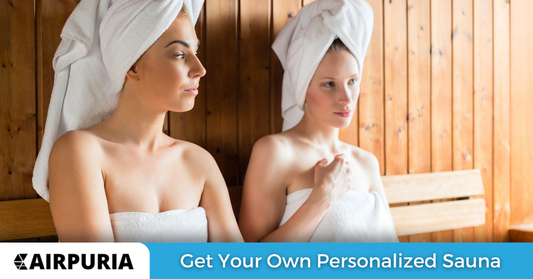 Image of a customer enjoying their personalized sauna from Airpuria.