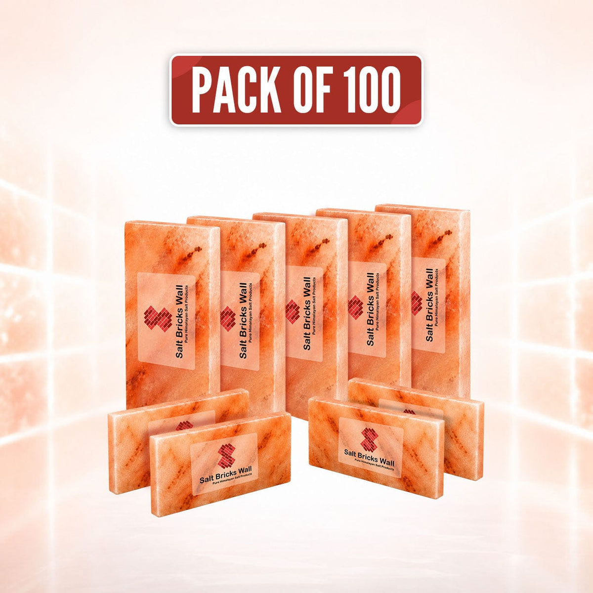 100 Himalayan Pink Salt Tiles – 8x4x0.75 Bulk Salt Wall Tiles