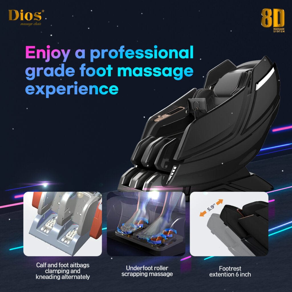 Dios Massage Chair 8D Dual Core Air Tech Touch Roller SL-track with Brain Relaxation Program Dios-1288