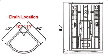 Mesa 801A 42" Freestanding Corner Steam Shower