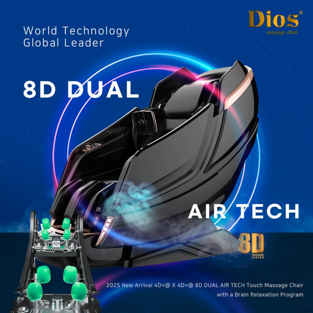 Dios Massage Chair 8D Dual Core Air Tech Touch Roller SL-track with Brain Relaxation Program Dios-1288