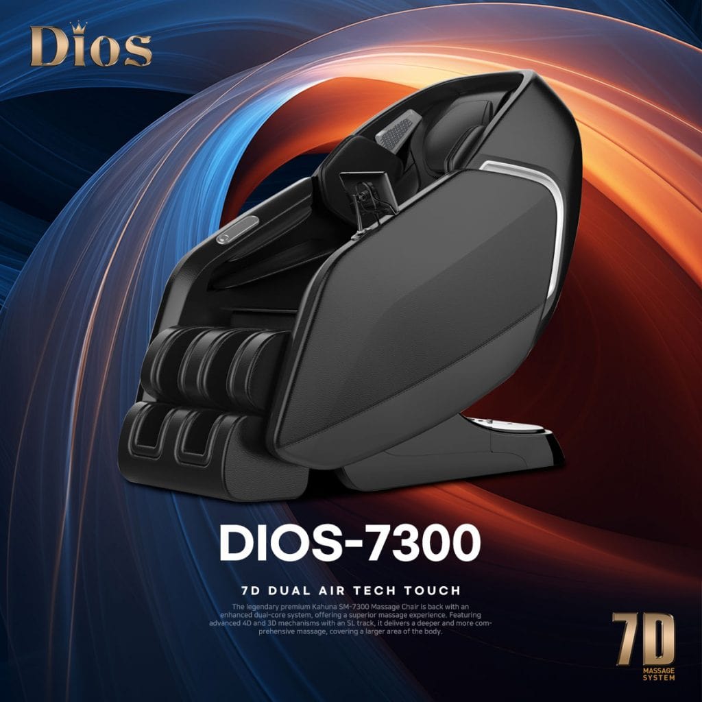 Dios Massage Chair 7D Dual Core Air Roller SL-track with 3D Calf Kneading - Dios-7300