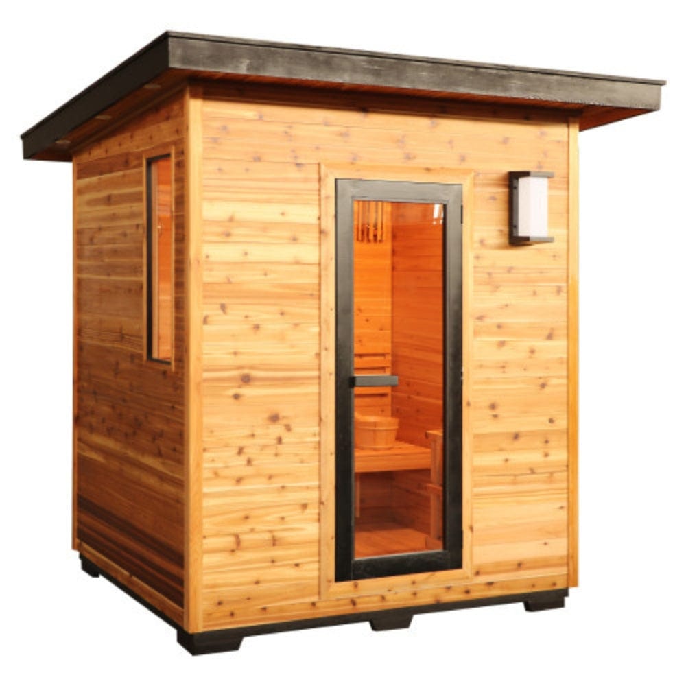 Sunray Denali 4-Person Contemporary Outdoor Sauna with Harvia Heater