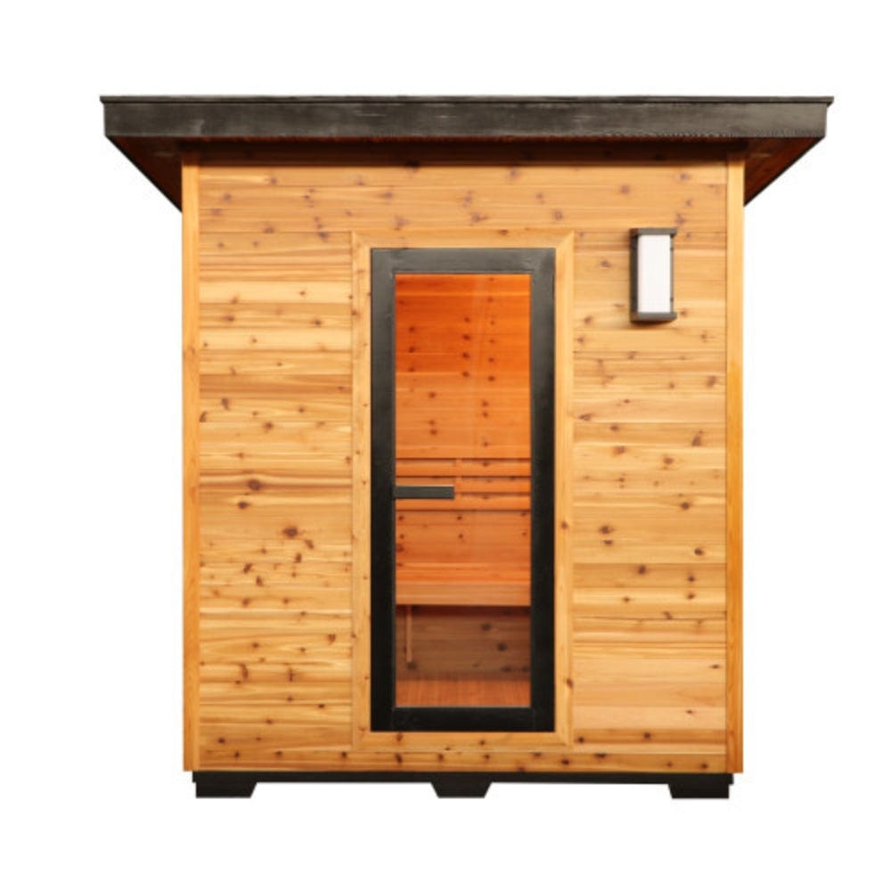 Sunray Denali 4-Person Contemporary Outdoor Sauna with Harvia Heater