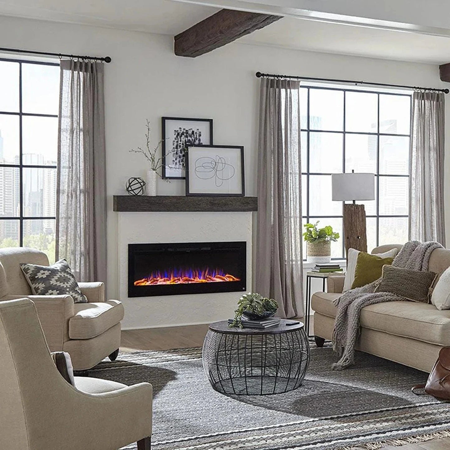The Sideline 50" Recessed Black Electric Fireplace