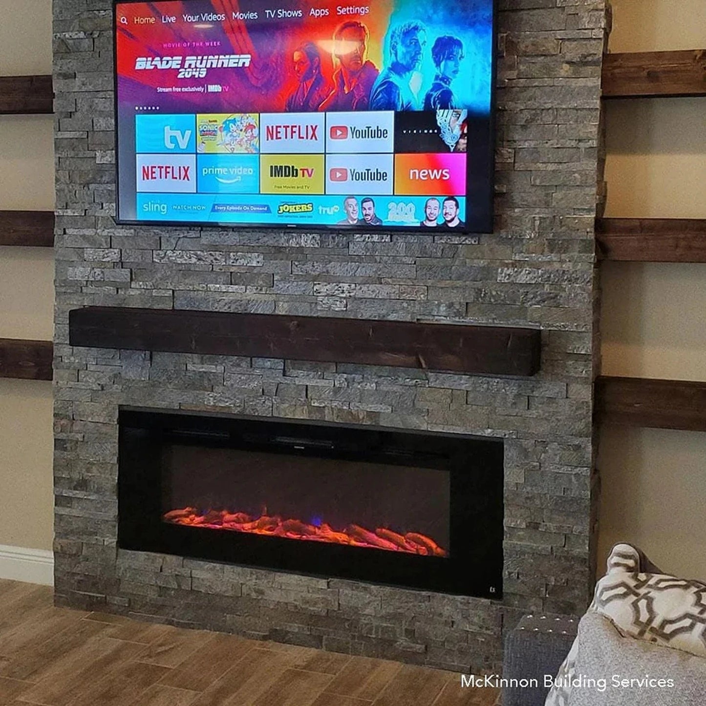 The Sideline 60" Recessed Electric Fireplace