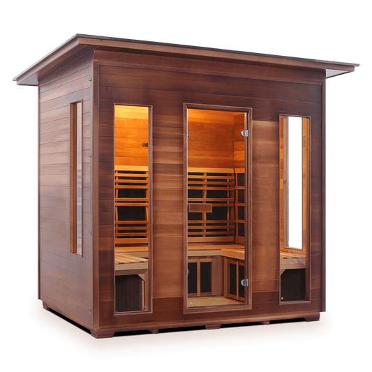 Enlighten Full Spectrum Infrared Sauna RUSTIC - 5 Slope -  5 Person Outdoor Sauna