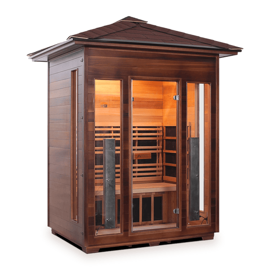 Enlighten Full Spectrum Infrared Sauna RUSTIC - 3 Peak - 3 Person Outdoor Sauna