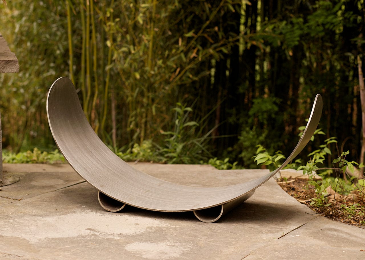 Fire Pit Art - Crescent Log Rack - Stainless Steel Fire Pit Art