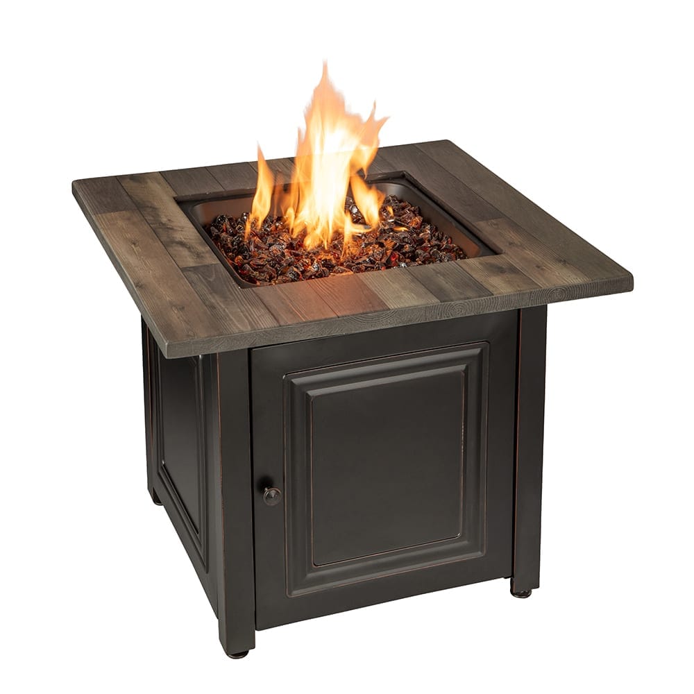 Fire Table The Burlington, LP Gas Outdoor Fire Pit with Printed Resin Mantel Mr. Bar-B-Q Products