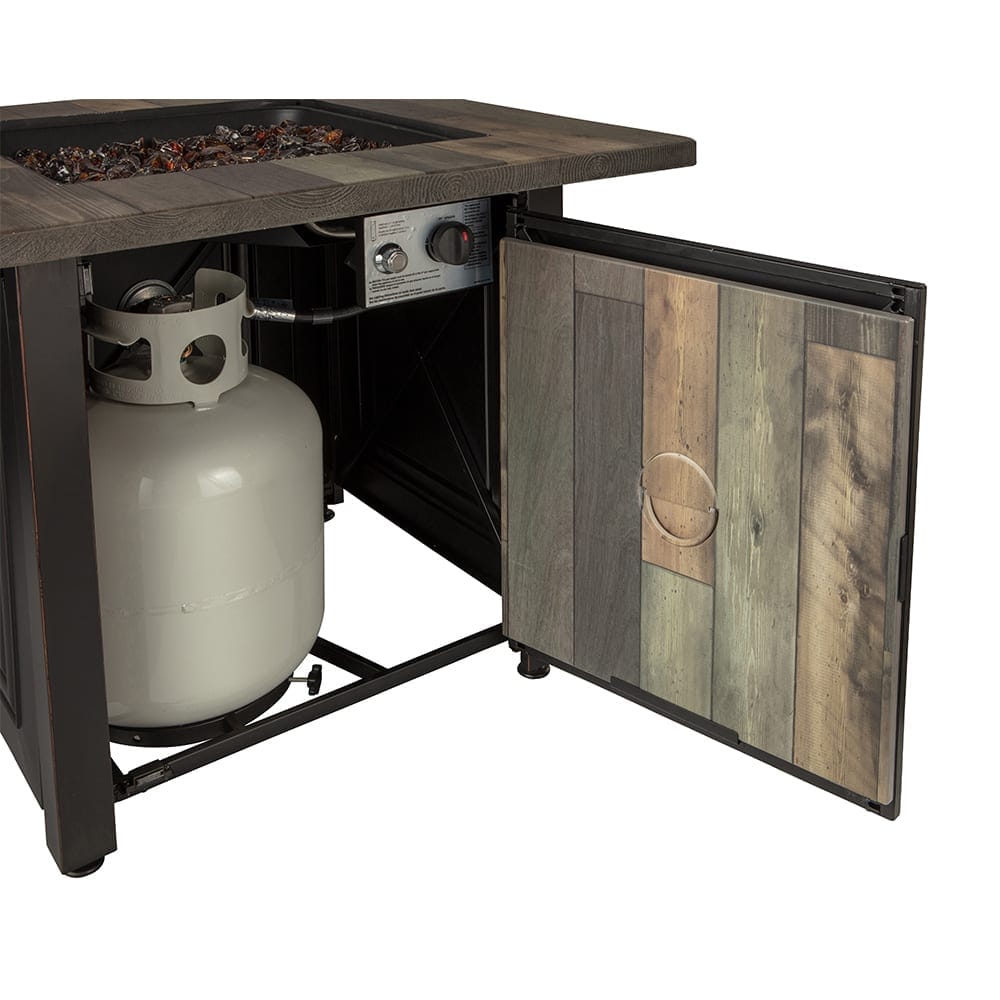 Fire Table The Burlington, LP Gas Outdoor Fire Pit with Printed Resin Mantel Mr. Bar-B-Q Products