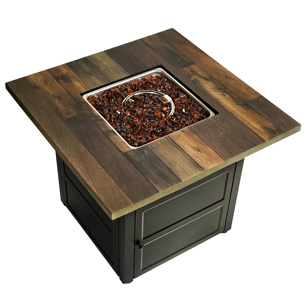 Fire Table The Harris. Dual Heat LP Gas Outdoor Fire Pit/Patio Heater with Wood Look Resin Mantel Mr. Bar-B-Q Products