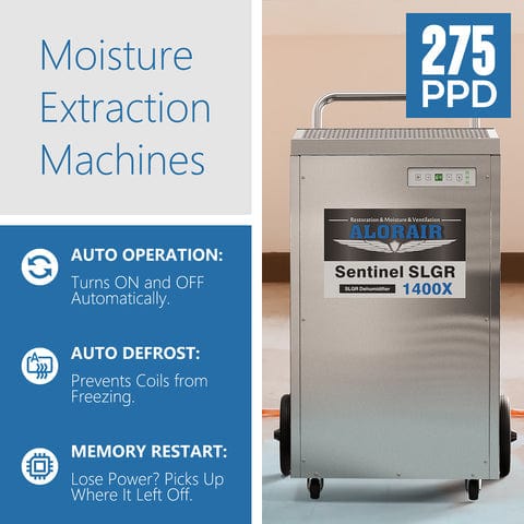 AlorAir Sentinel SLGR 1400X Commercial Dehumidifier, 140 PPD with Pump, Stainless Steel Body - Storm SLGR 1400X