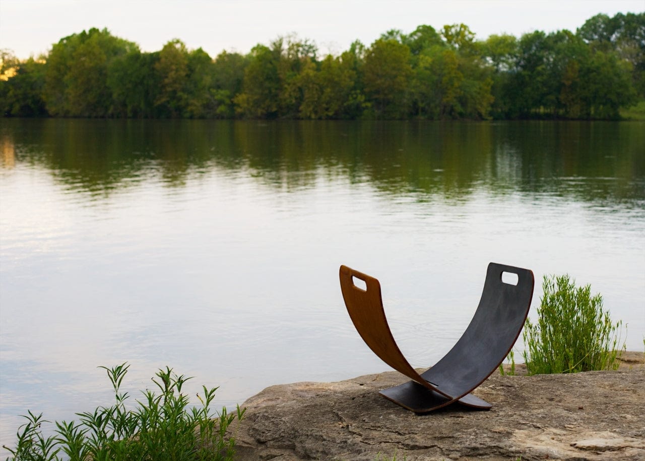 Fire Pit Art - Log Rack Wings of Flight Carbon Steel Fire Pit Art