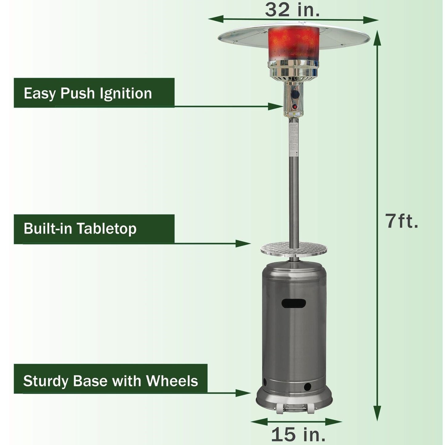 Patio Heater Hanover/H003SS - Steel Umbrella Patio Heater Hanover