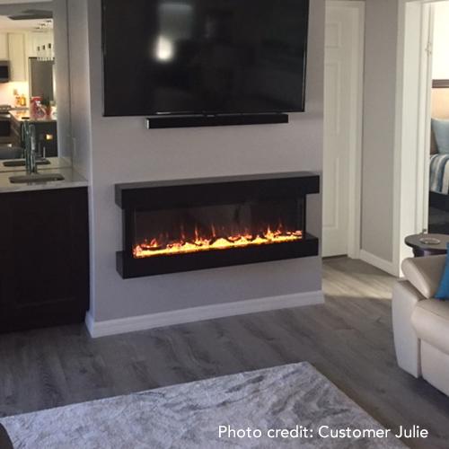 Chesmont Black 50" Wall Mount 3-Sided Smart Electric Fireplace (Alexa/Google Compatible) Touchstone