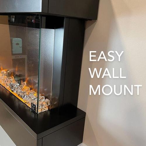 Chesmont Black 50" Wall Mount 3-Sided Smart Electric Fireplace (Alexa/Google Compatible) Touchstone