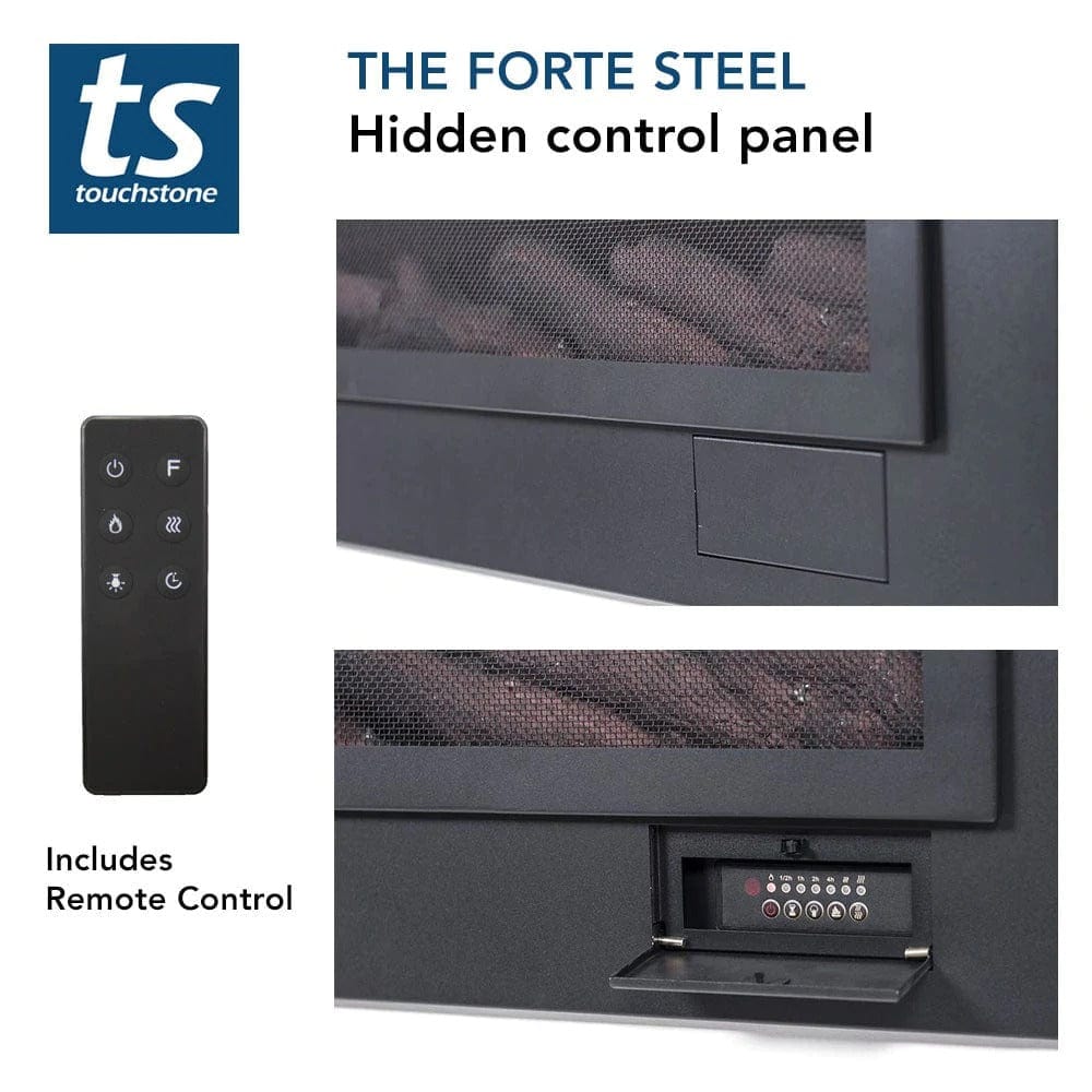 Forte Steel Mesh Screen Non Reflective 40" Recessed Electric Fireplace - Matte Black