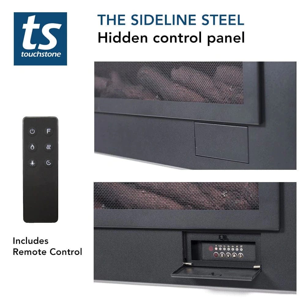 The Sideline Steel Mesh Screen Non Reflective 60" Recessed Electric Fireplace - Matte Black