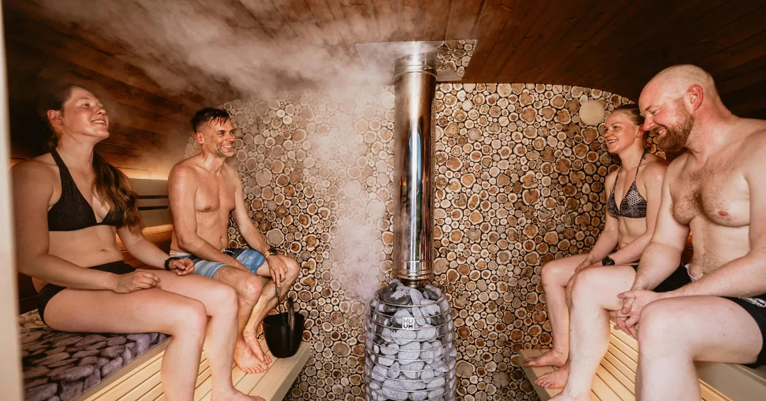 Image showing a group relaxing in a steam sauna.
