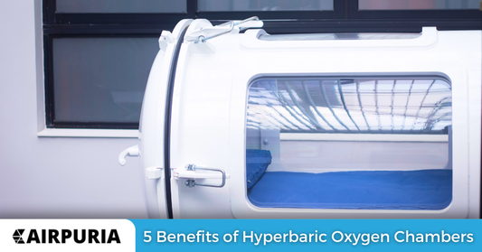 This photo shows the outside of a hyperbaric oxygen chamber before entering therapy