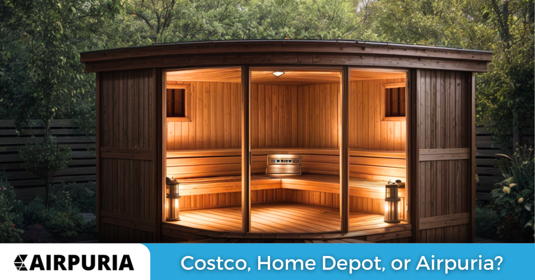 Image of an amazing outdoor sauna referencing the blog "Outdoor Saunas: Costco, Home Depot, or Airpuria?"
