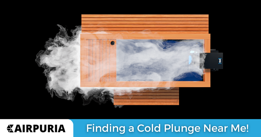 Image of a Medical Frozen™ Cold Plunge offered by Airpuria with the caption "Finding a Cold Plunge Near Me".