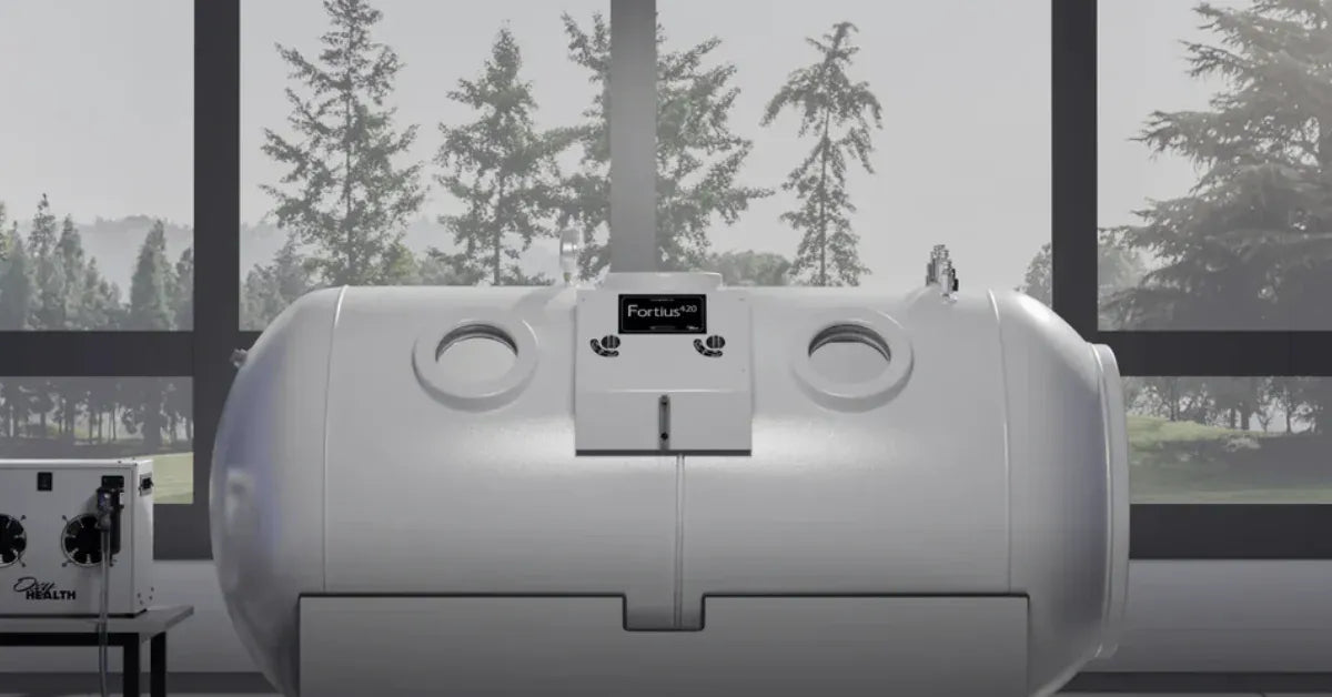 Image of a hyperbaric oxygen chamber for home use.