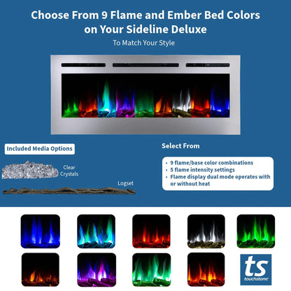 The Sideline Deluxe 50" Stainless Steel Recessed Electric Fireplace