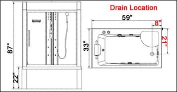 Mesa Yukon 501 59" Combination Steam Shower with Jetted Bathtub