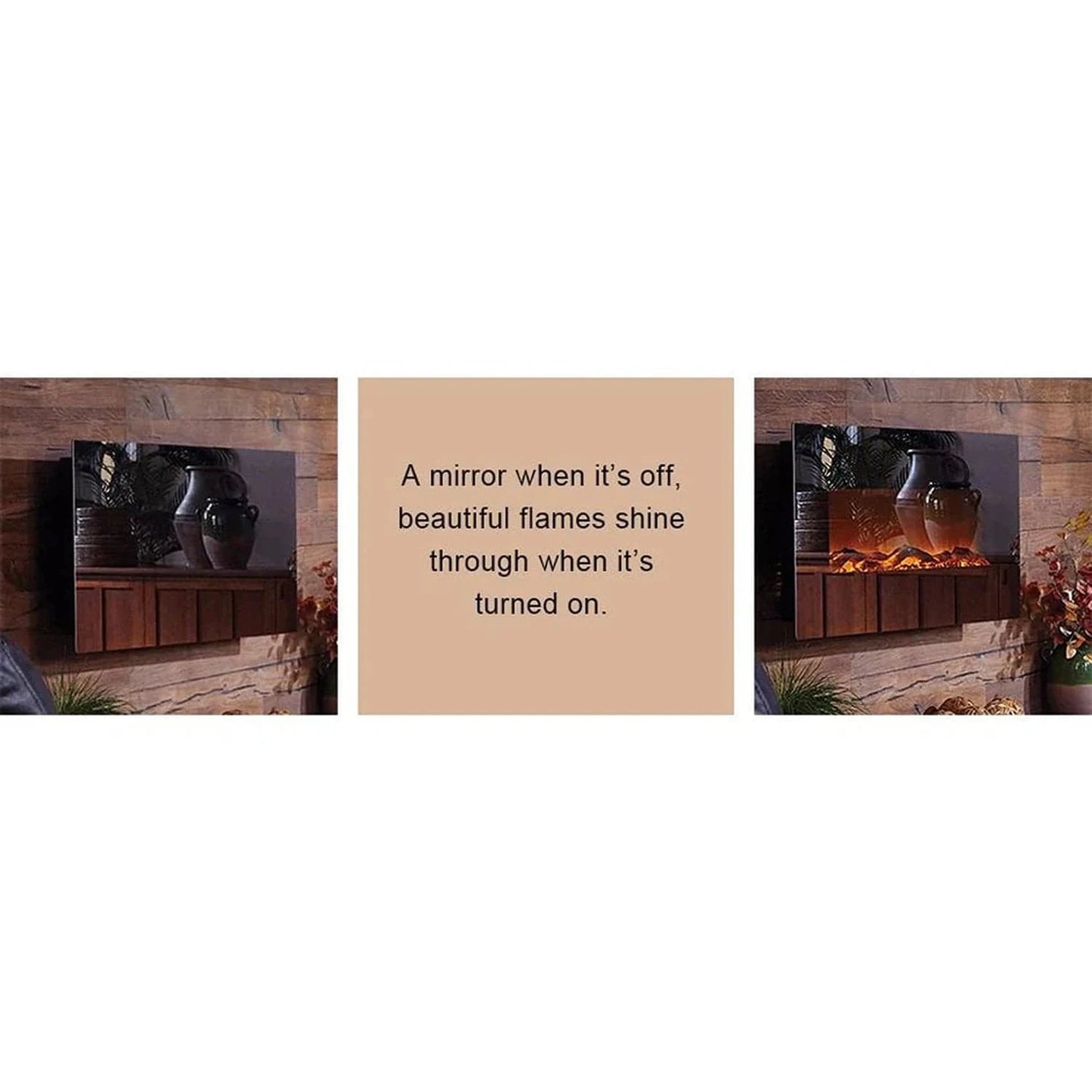 Mirror Onyx 50" Wall Mounted Electric Fireplace