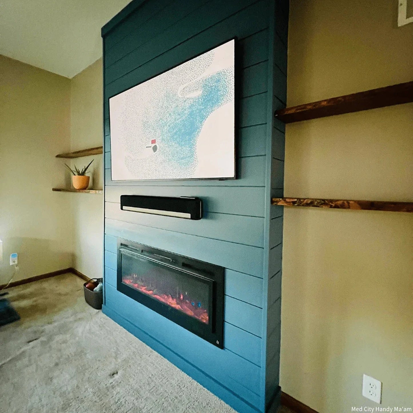 The Sideline Steel Mesh Screen Non Reflective 50" Recessed Electric Fireplace