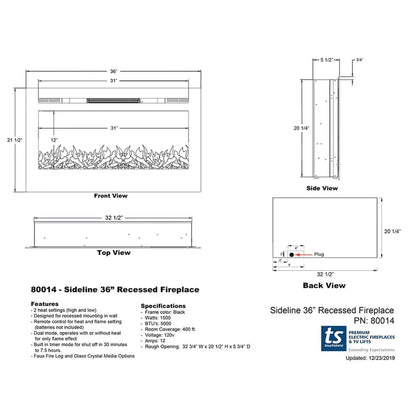 The Sideline 36" Recessed Electric Fireplace