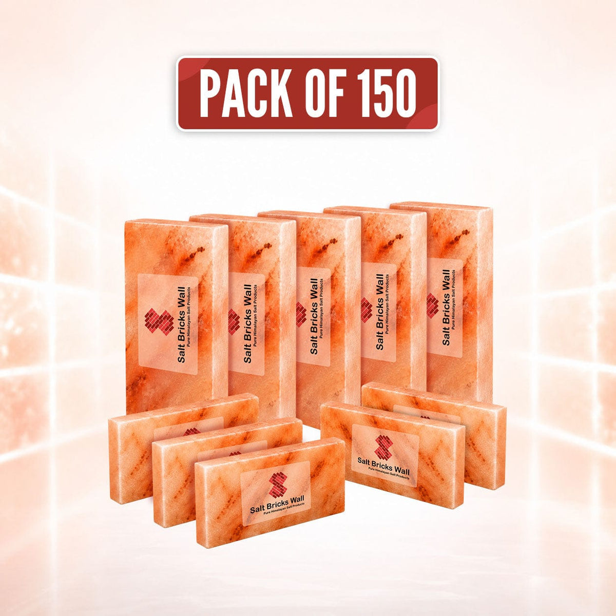 Himalayan Pink Salt Tiles 8x4x1 Inch – 150 Pack Bulk Salt Bricks