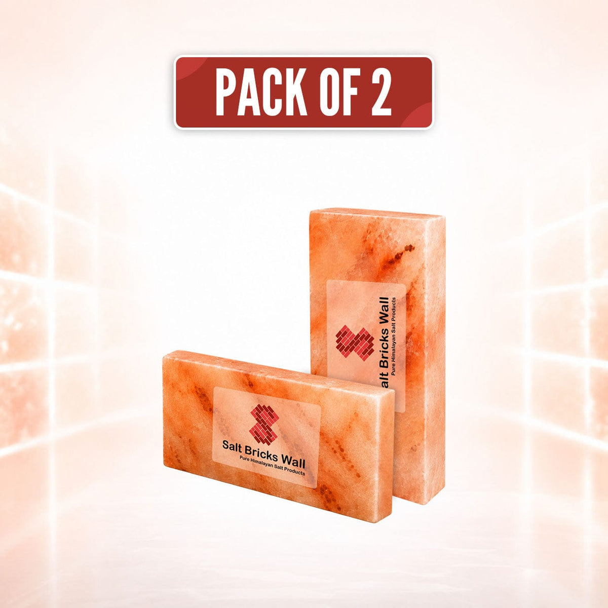 Himalayan Pink Salt Tiles (8x4x1) Pack of 2 Salt Bricks