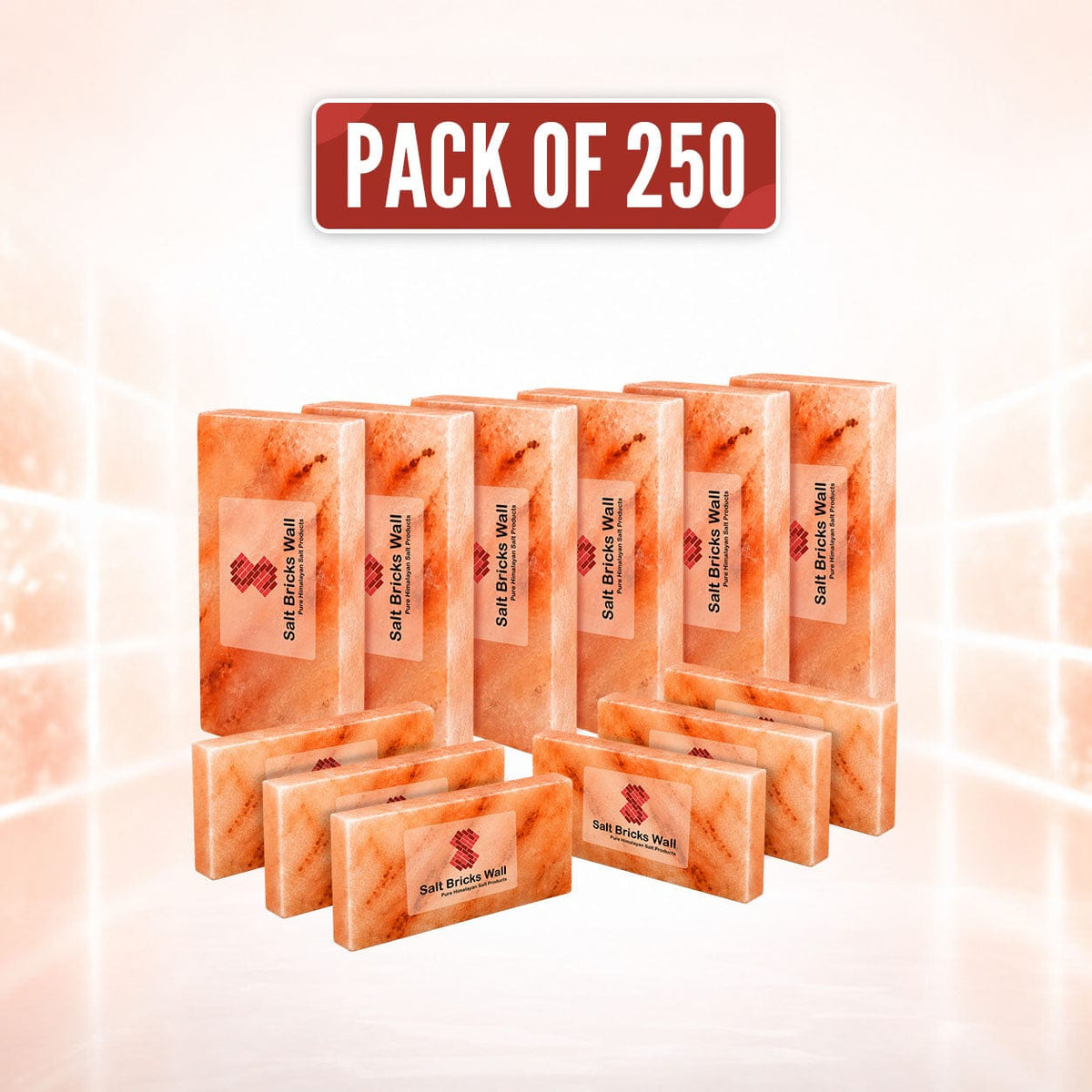 Himalayan Pink Salt Tiles 8x4x1 – 250 Pack for Spa & Salt Wall