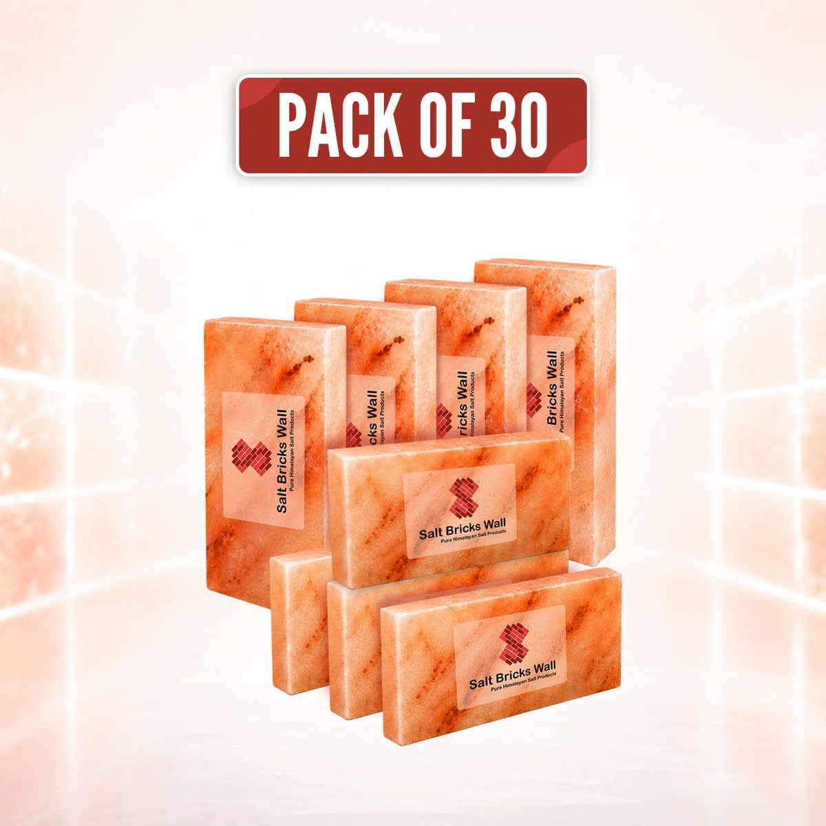 Pink Salt Tiles for Spa (8x4x1) Pack of 30 Salt Bricks