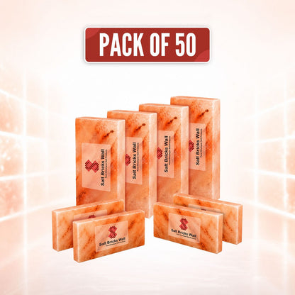 Himalayan Pink Salt Tiles 8x4x1 – Pack of 50 Natural Salt Bricks