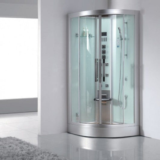 Platinum DZ963F8 39" Corner Free Standing Steam Shower - White