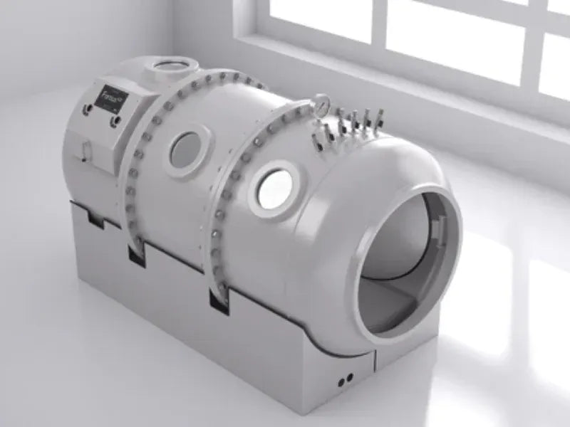 Image showing a pressurized chamber that delivers pure oxygen in a home setting.