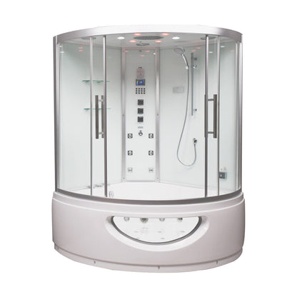 Platinum DA333 59" Corner Combination Steam Shower with Jetted Bathtub