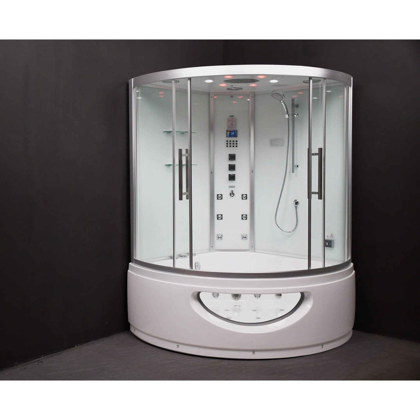Platinum DA333 59" Corner Combination Steam Shower with Jetted Bathtub