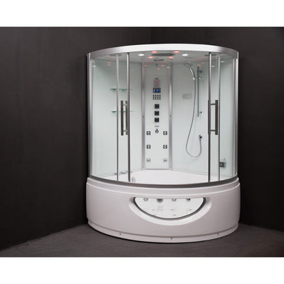 Platinum DA333 59" Corner Combination Steam Shower with Jetted Bathtub