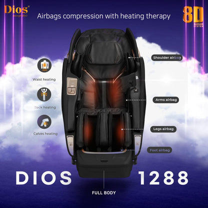 Dios Massage Chair 8D Dual Core Air Tech Touch Roller SL-track with Brain Relaxation Program Dios-1288