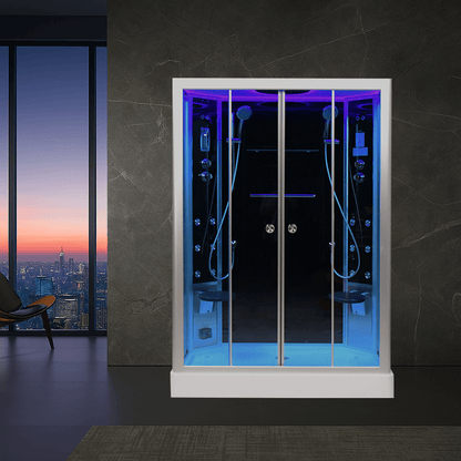 Platinum DZ903L 59" 2 Person Steam Shower Sliding Door - Blue
