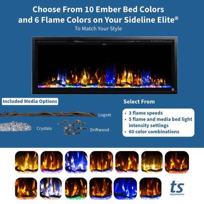 Sideline Elite Smart 42" WiFi-Enabled Recessed Electric Fireplace (Alexa/Google Compatible)