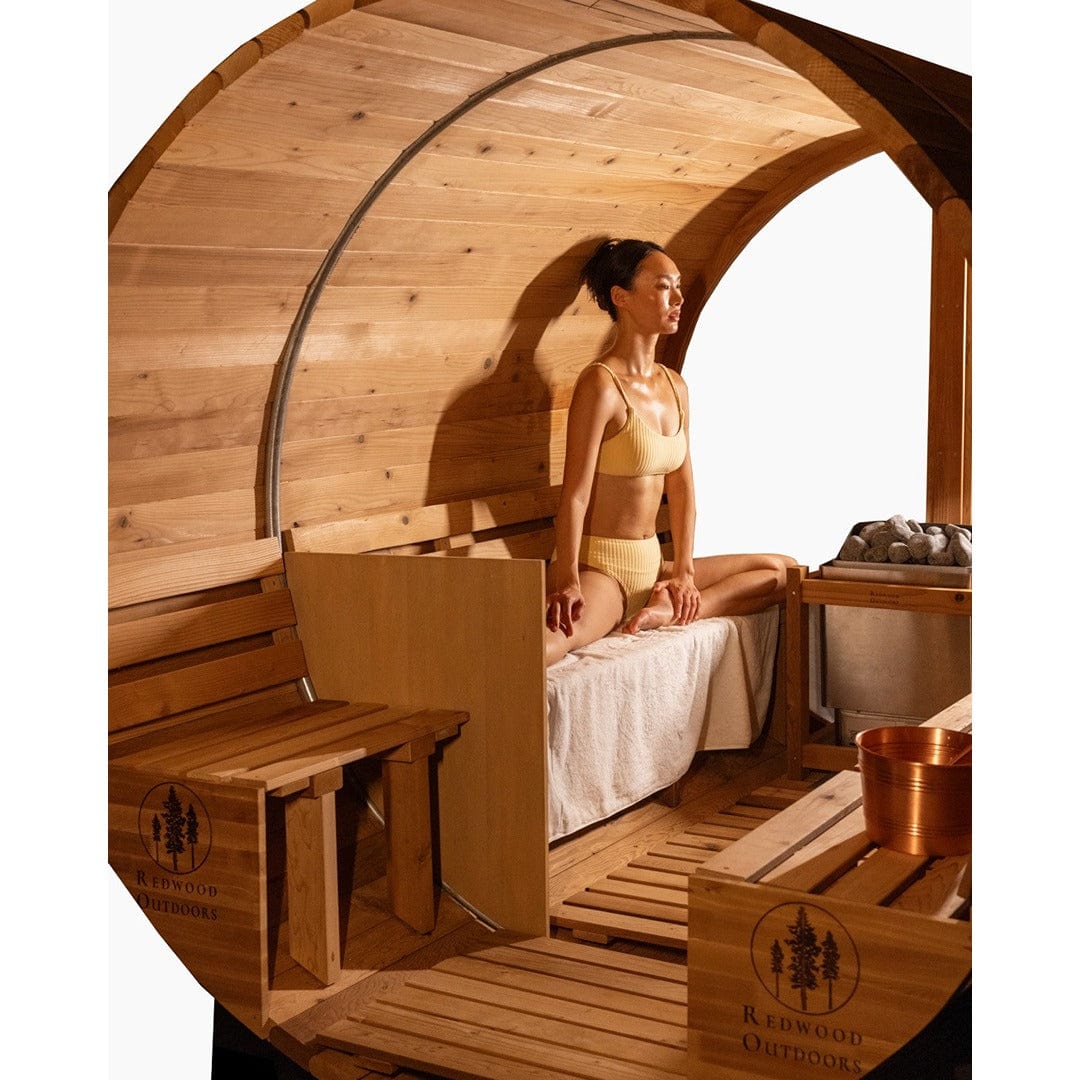 Redwood Outdoors Extra-Wide Barrel Sauna x Denali Cold Plunge