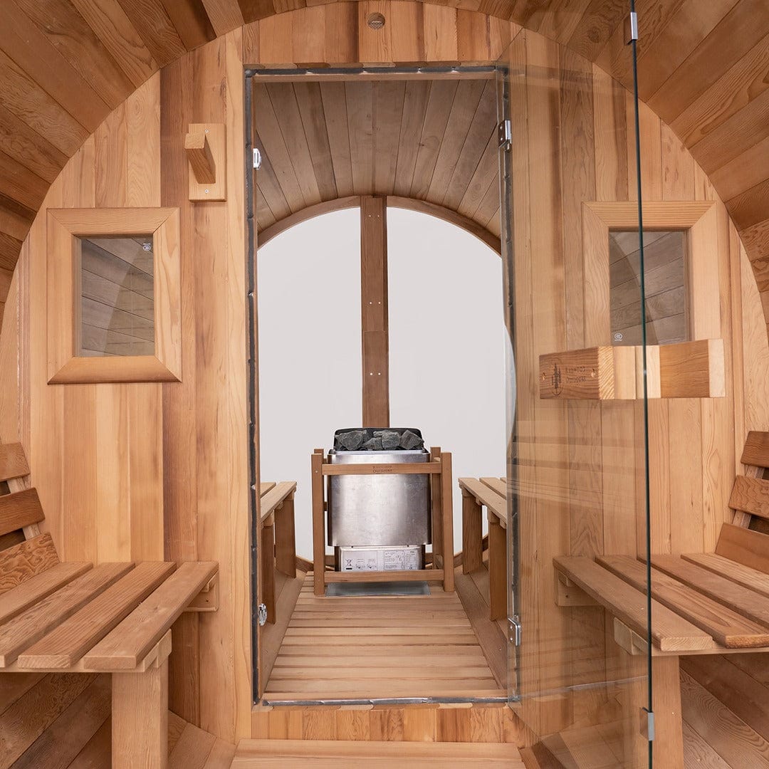 Redwood Outdoors Extra-Wide Barrel Sauna x Denali Cold Plunge