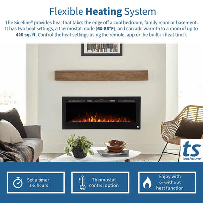 The Sideline 84" Recessed Smart Electric Fireplace