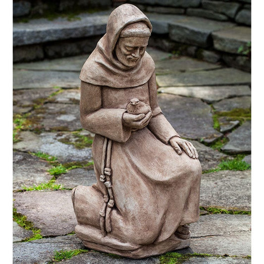 Campania International Kneeling St. Francis with Bird Statuary - R-116